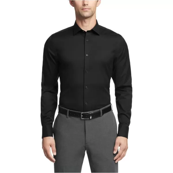 Calvin Klein Mens Dress Shirt Slim Fit Refined Cotton StretchBlack