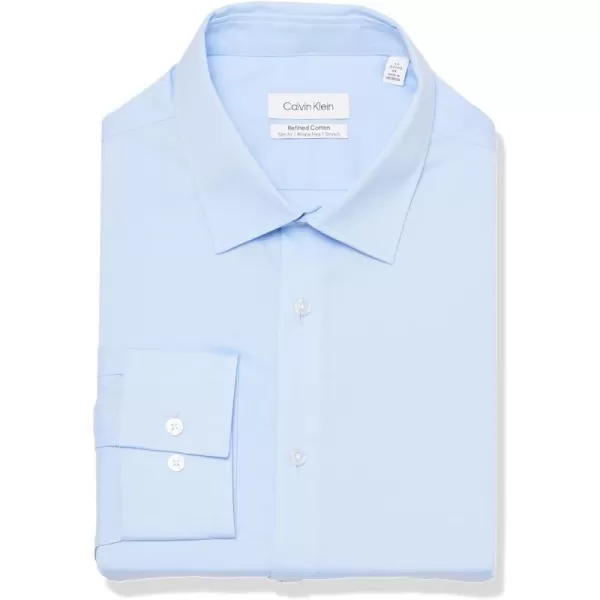 Calvin Klein Mens Dress Shirt Slim Fit Refined Cotton StretchLight Blue