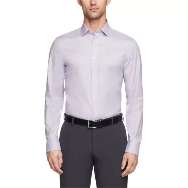 Calvin Klein Mens Dress Shirt Slim Fit Refined Cotton StretchLight Purple