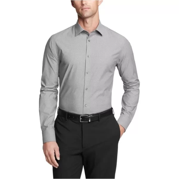 Calvin Klein Mens Dress Shirt Slim Fit Refined Cotton StretchMulti Grey