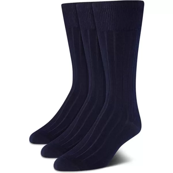 Calvin Klein Mens Dress Socks  3 Pack Patterned Crew SocksNavy Blue