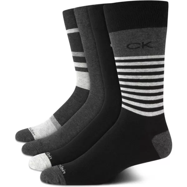 Calvin Klein Mens Dress Socks  Cotton Blend Crew Socks Patterns and Solids 4 PackBlack Assorted