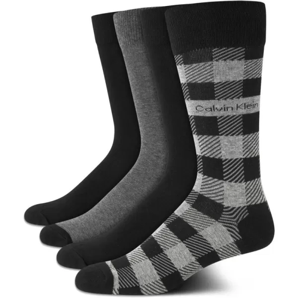 Calvin Klein Mens Dress Socks  Cotton Blend Crew Striped Socks 4 PackBlack Multi