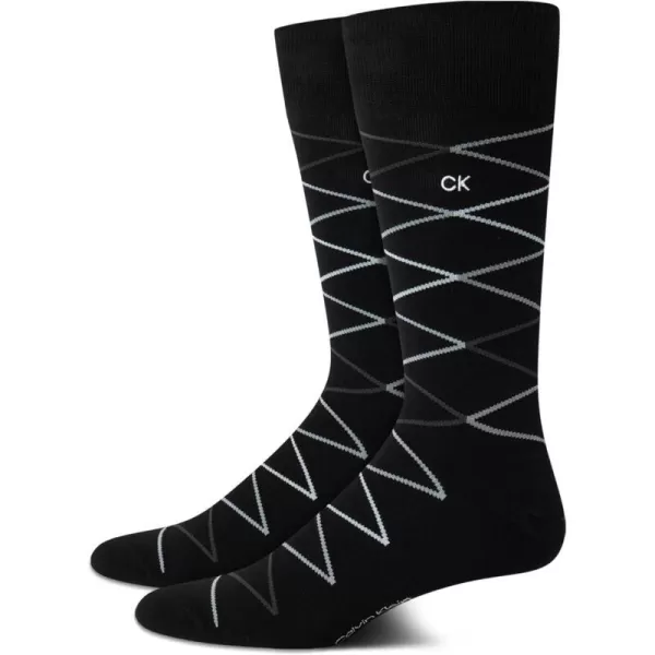 Calvin Klein Mens Dress Socks  Fine Egyptian Cotton Blend Dress Socks 2 PairBlack Diamond