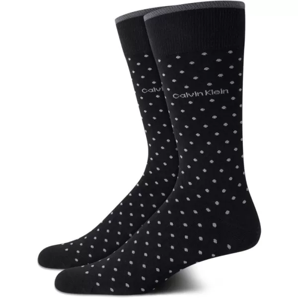 Calvin Klein Mens Dress Socks  Fine Egyptian Cotton Blend Dress Socks 2 PairBlack Pin Dot