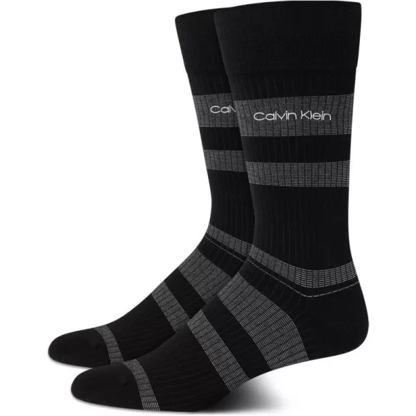 Calvin Klein Mens Dress Socks  Fine Egyptian Cotton Blend Dress Socks 2 PairBlack Stripe