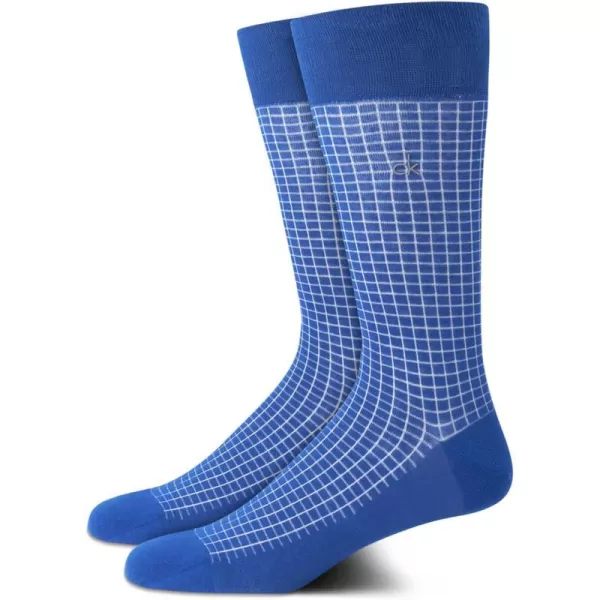 Calvin Klein Mens Dress Socks  Fine Egyptian Cotton Blend Dress Socks 2 PairBlue Pattern