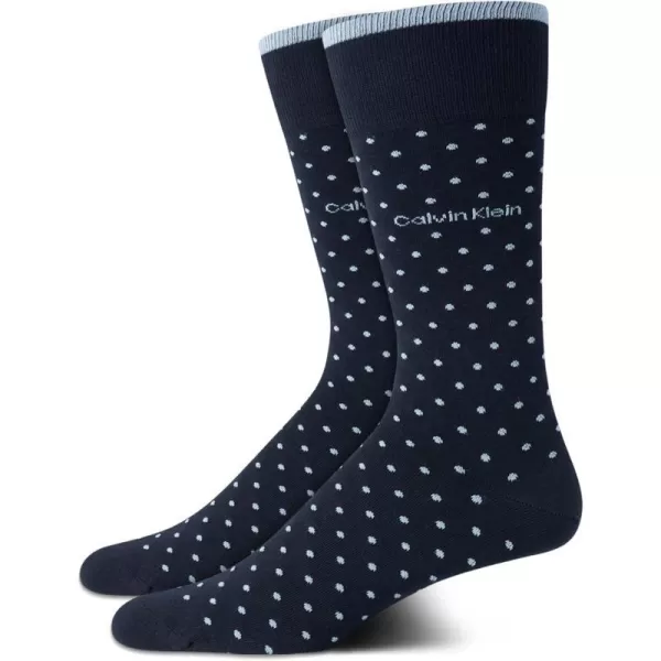 Calvin Klein Mens Dress Socks  Fine Egyptian Cotton Blend Dress Socks 2 PairNavy Pin Dot