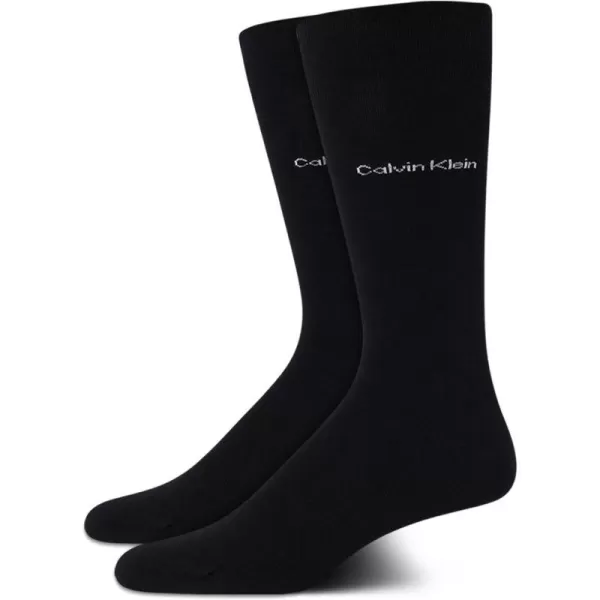 Calvin Klein Mens Dress Socks  Fine Egyptian Cotton Blend Dress Socks 2 PairSolid Black