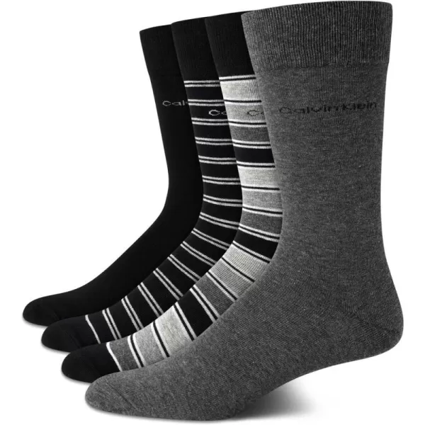 Calvin Klein Mens Dress Socks  Lightweight Cotton Blend Crew Socks 4 PackAssorted Black