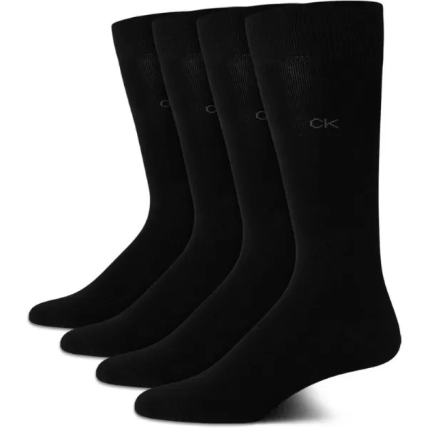 Calvin Klein Mens Dress Socks  Lightweight Cotton Blend Crew Socks 4 PackBlack