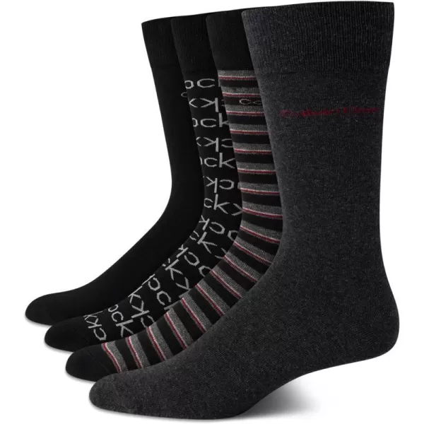 Calvin Klein Mens Dress Socks  Lightweight Cotton Blend Crew Socks 4 PackBlack Multi