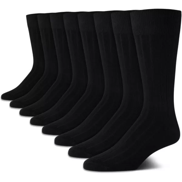 Calvin Klein Mens Dress Socks  Lightweight Cotton Blend Crew Socks 8 PackBlack Texture