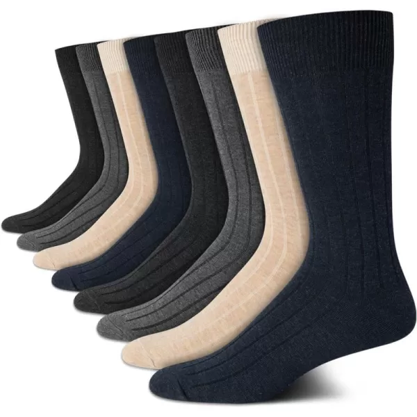 Calvin Klein Mens Dress Socks  Lightweight Cotton Blend Crew Socks 8 PackDark Denim Assorted