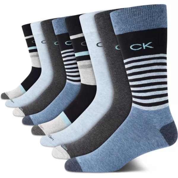 Calvin Klein Mens Dress Socks  Lightweight Cotton Blend Crew Socks 8 PackDenim Assorted