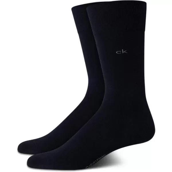 Calvin Klein Mens Dress Socks  Luxury Egyptian Cotton Blend Crew Socks 2 PairDark Navy