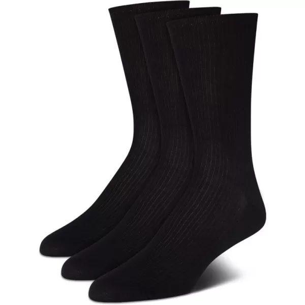 Calvin Klein Mens Dress Socks  NonBinding Cotton Crew Socks 3 PackBlack Textured