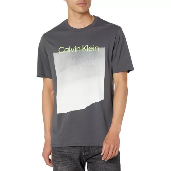 Calvin Klein Mens Dusted Gradient Box Logo Crewneck TShirtForged Iron