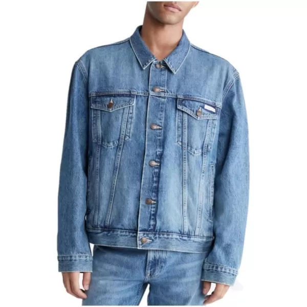 Calvin Klein Mens Essential Denim Trucker JacketTinted Ck Stone