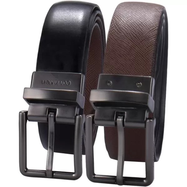 Calvin Klein Mens Everyday Versatile TwoInOne Reversible BeltBlackBrown