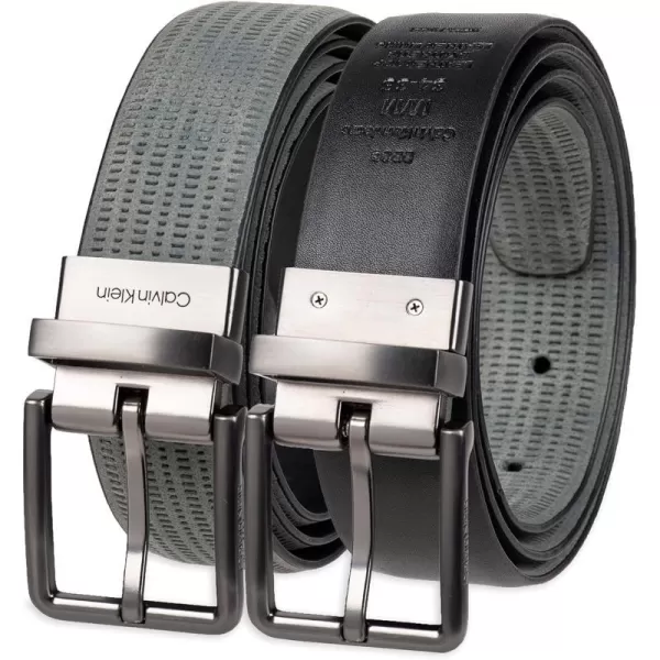 Calvin Klein Mens Everyday Versatile TwoInOne Reversible BeltBlueBlack Textured