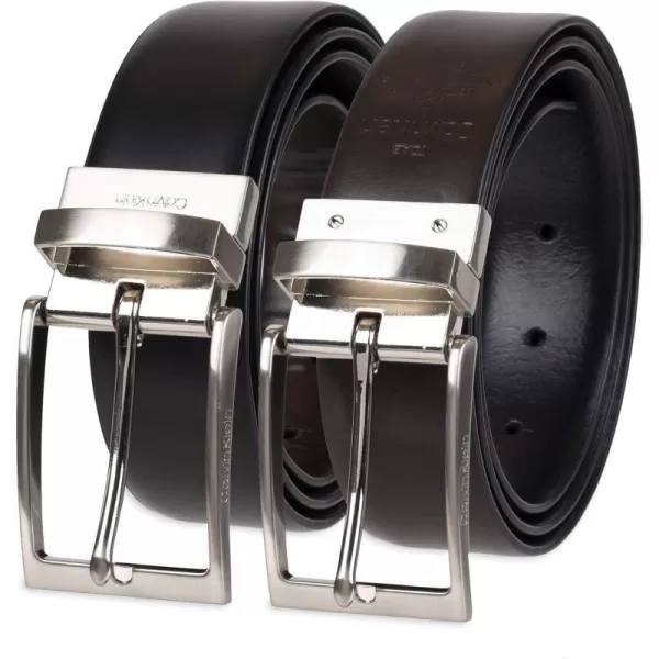 Calvin Klein Mens Everyday Versatile TwoInOne Reversible BeltDeep BlackBrown