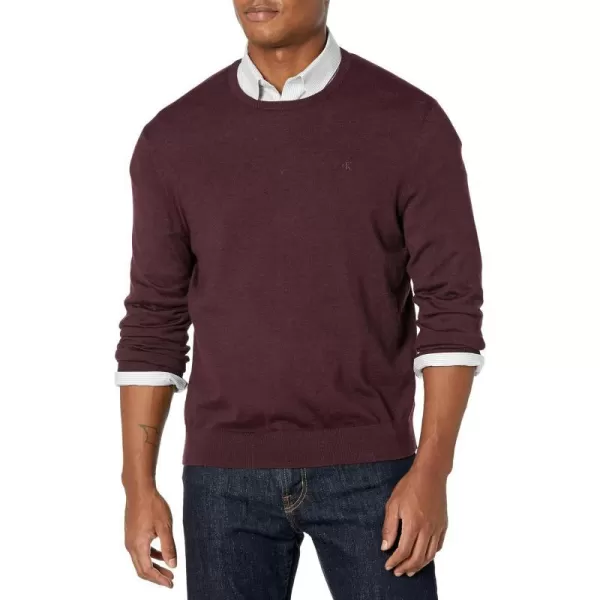 Calvin Klein Mens Extra Fine Merino Wool SweaterTawny Port Heather