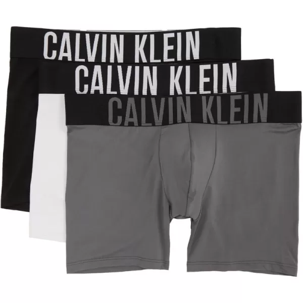 Calvin Klein Mens Intense Power 3Pack Boxer BriefBlackGrey SkyWhite