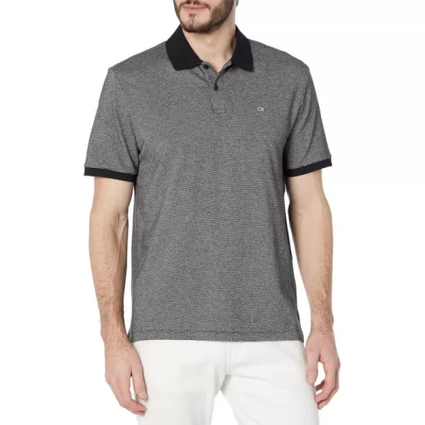 Calvin Klein Mens Jacquard Refined PoloBlack Beauty