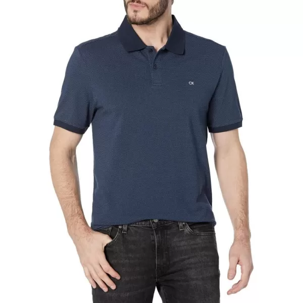 Calvin Klein Mens Jacquard Refined PoloDark Sapphire