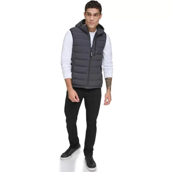 Calvin Klein Mens Lightweight Packable Hooded Puffer VestIron