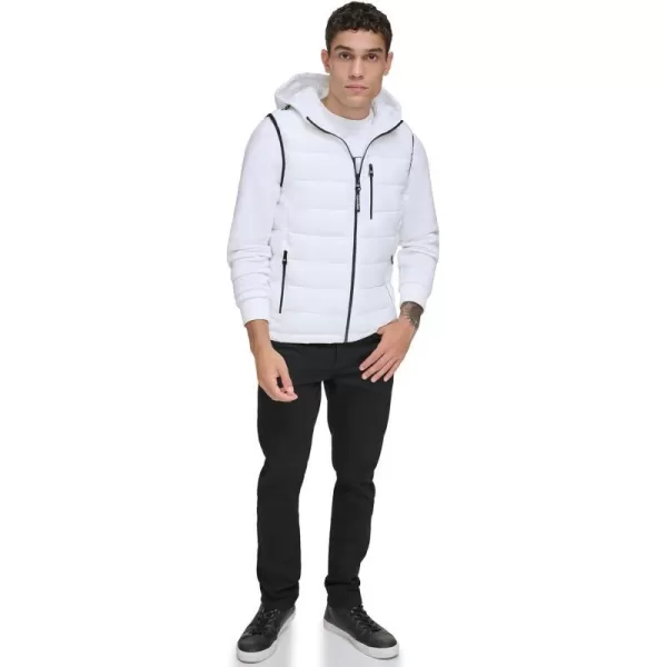 Calvin Klein Mens Lightweight Packable Hooded Puffer VestWhite