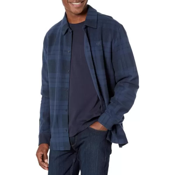 Calvin Klein Mens Long Sleeve Plaid Shirt JacketDark Sapphire