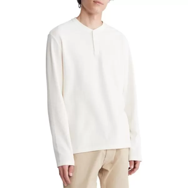 Calvin Klein Mens Long Sleeve Smooth Cotton Waffle HenleyIvory