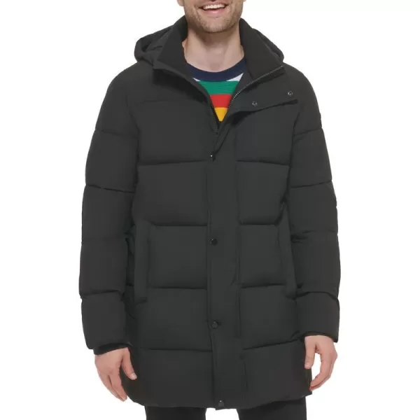 Calvin Klein Mens Long Stretch Puffer JacketEbony