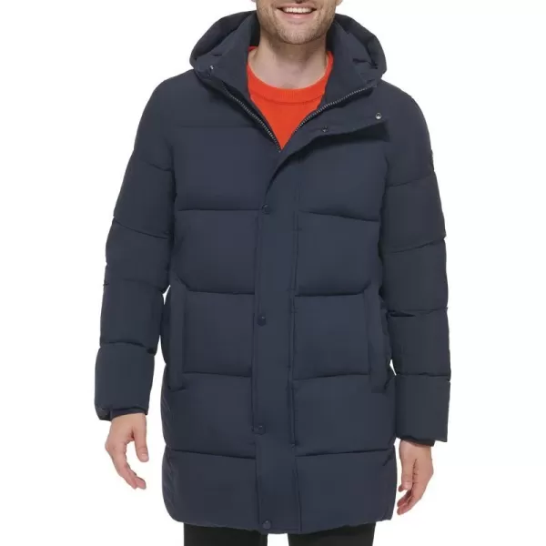 Calvin Klein Mens Long Stretch Puffer JacketTrue Navy