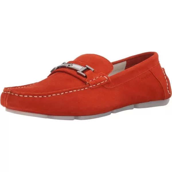 Calvin Klein Mens Magnus SlipOn LoaferRedOrange Suede