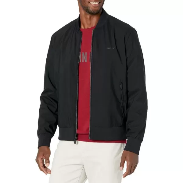 Calvin Klein Mens Matte Logo Zip Bomber JacketBlack Beauty