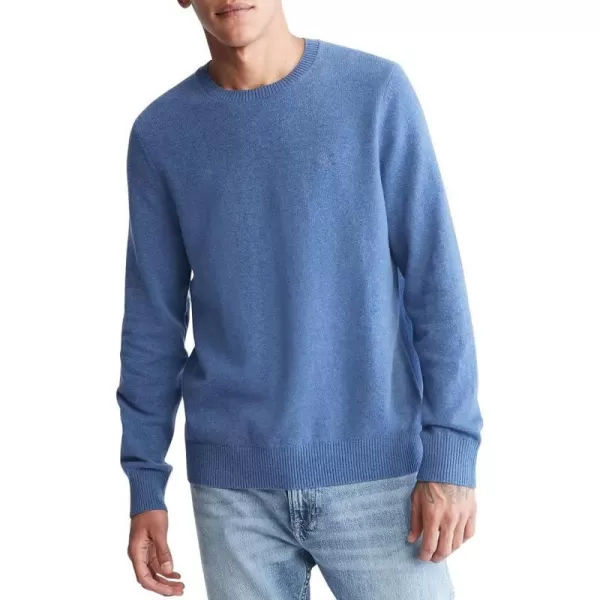 Calvin Klein Mens Merino Wool Blend Crewneck SweaterGray Blue Heather