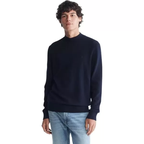 Calvin Klein Mens Merino Wool Blend Mockneck SweaterDark Sapphire