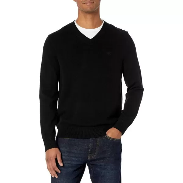 Calvin Klein Mens Merino Wool Blend VNeck SweaterBlack