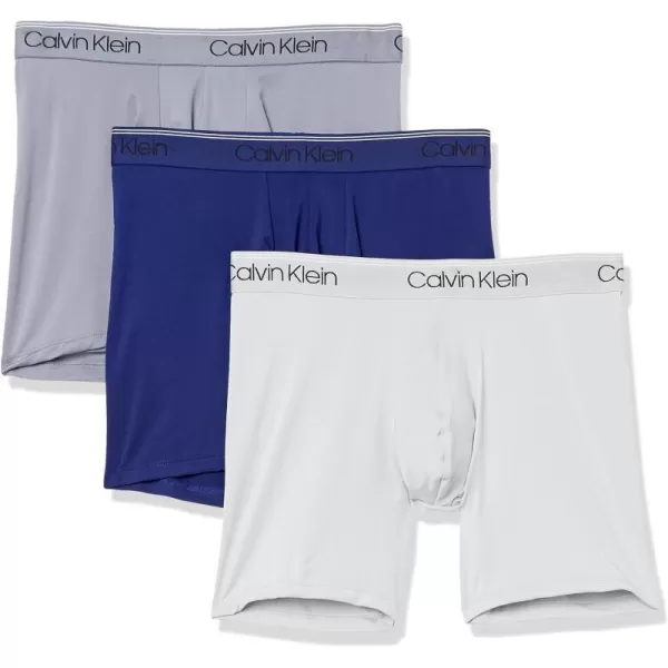 Calvin Klein Mens Micro Stretch 3Pack Boxer BriefBayou Blue  Antique Grey  Durango Blue