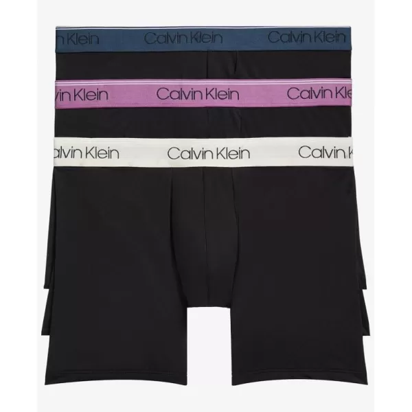 Calvin Klein Mens Micro Stretch 3Pack Boxer BriefBlack Bodies W Ameythyst  Silver Birch  Midnight