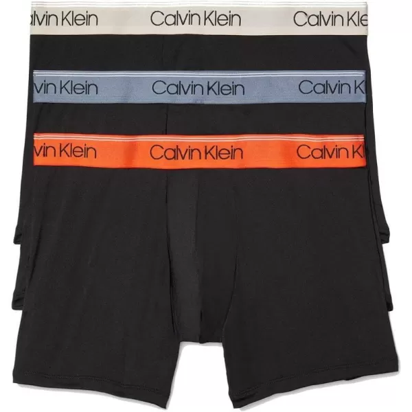 Calvin Klein Mens Micro Stretch 3Pack Boxer BriefBlack Bodies W Asphalt Grey  Mudstone  Acid Orange