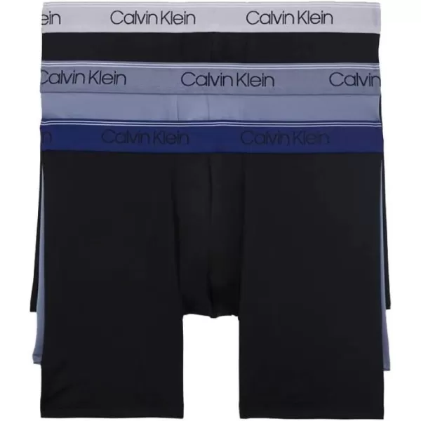 Calvin Klein Mens Micro Stretch 3Pack Boxer BriefBlack Bodies W Bayou Blue  Antique Grey  Durango Blue