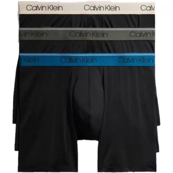 Calvin Klein Mens Micro Stretch 3Pack Boxer BriefBlack Bodies W Cobalt Sapphire  Spring  Distorted Blue