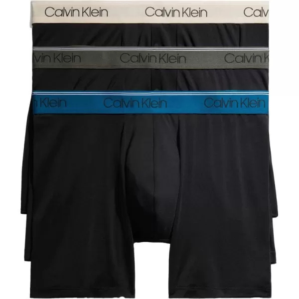 Calvin Klein Mens Micro Stretch 3Pack Boxer BriefBlack Bodies W Olive  Tapioca  Legion Blue Wbs