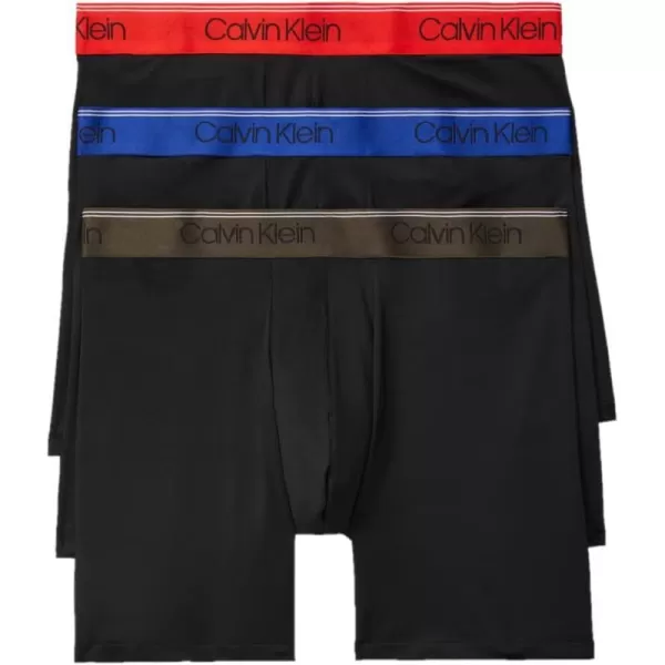 Calvin Klein Mens Micro Stretch 3Pack Boxer BriefBlack Bodies W Work Blue Process Green Tuscan Terra Cotta