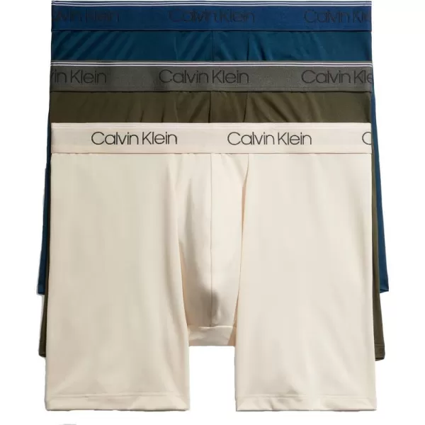 Calvin Klein Mens Micro Stretch 3Pack Boxer BriefOlive  Tapioca  Legion Blue