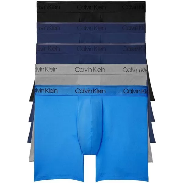 Calvin Klein Mens Micro Stretch 5Pack Boxer Brief2 Blue Shadow Black Medium Grey Cobalt